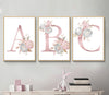26 English Letters Pink Flower Children's Bedroom Canvas